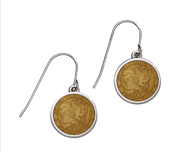 Enameled St. Christopher Drop Earrings