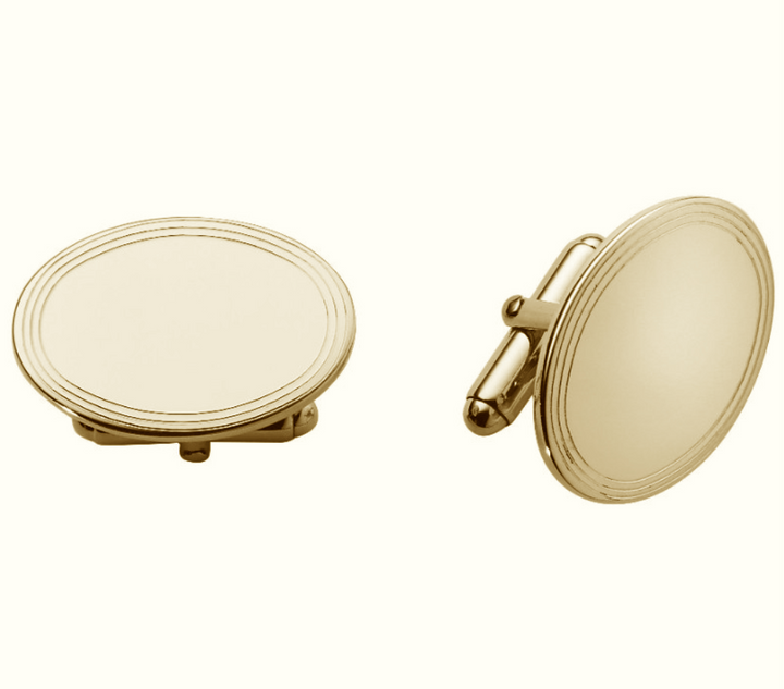 Large Ringed Oval Cufflinks (Gold or Silver)