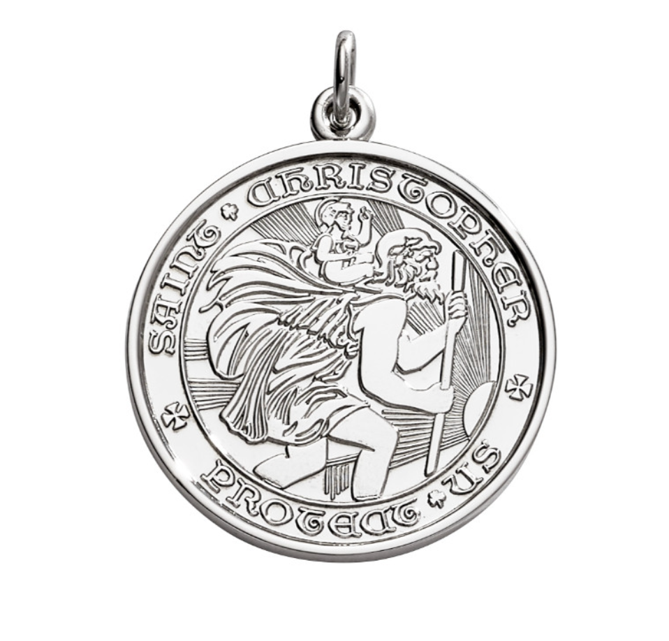 Sterling Silver & Enamel St. Christopher Medal