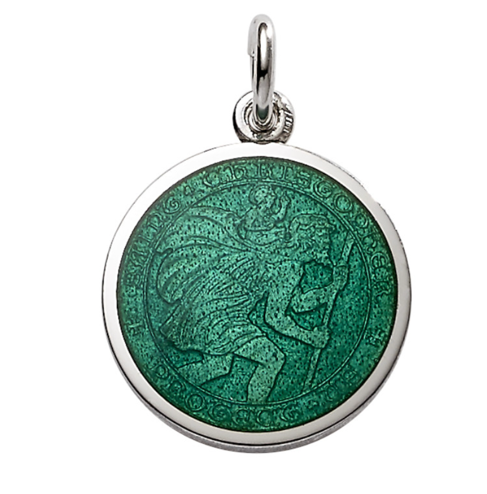 Blue enamel st christopher medal discount