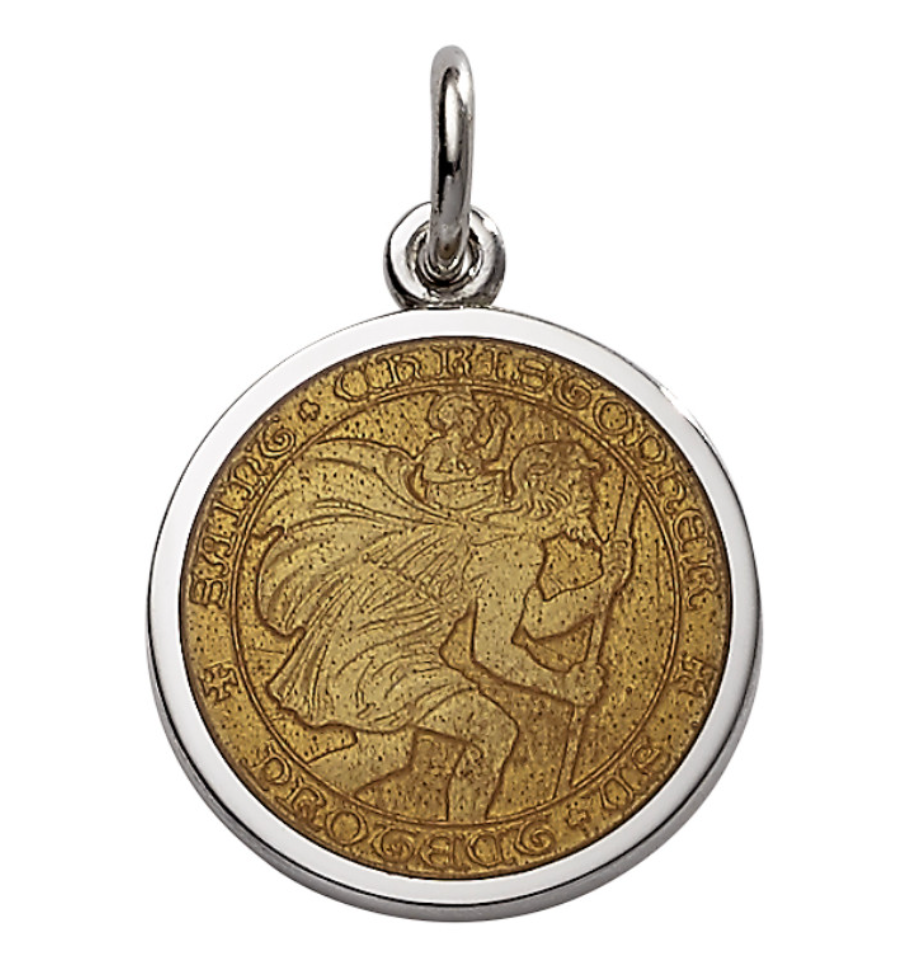 Sterling Silver & Enamel St. Christopher Medal