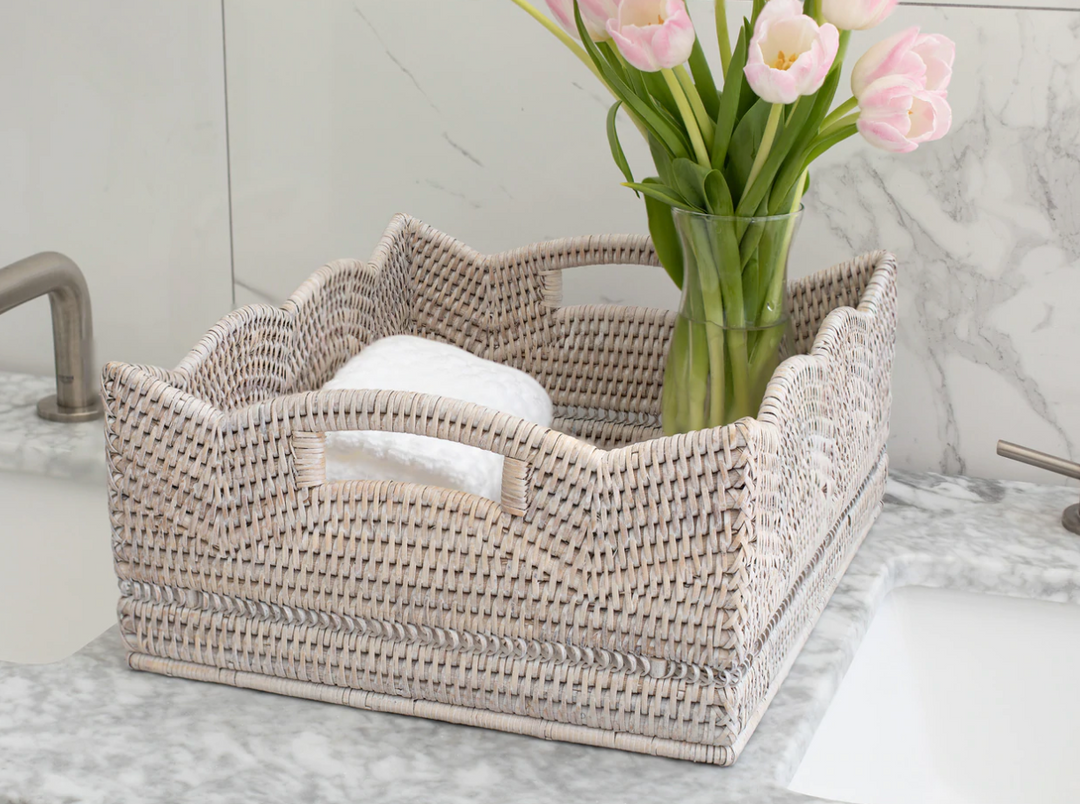 Scalloped Rattan Shelf Basket