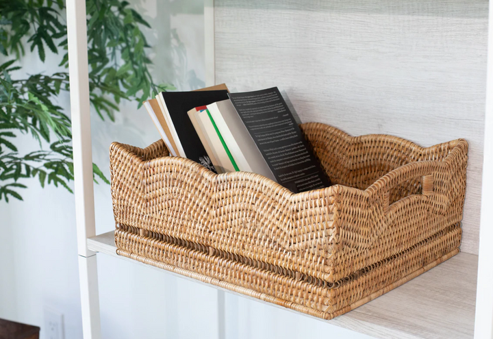 Scalloped Rattan Shelf Basket