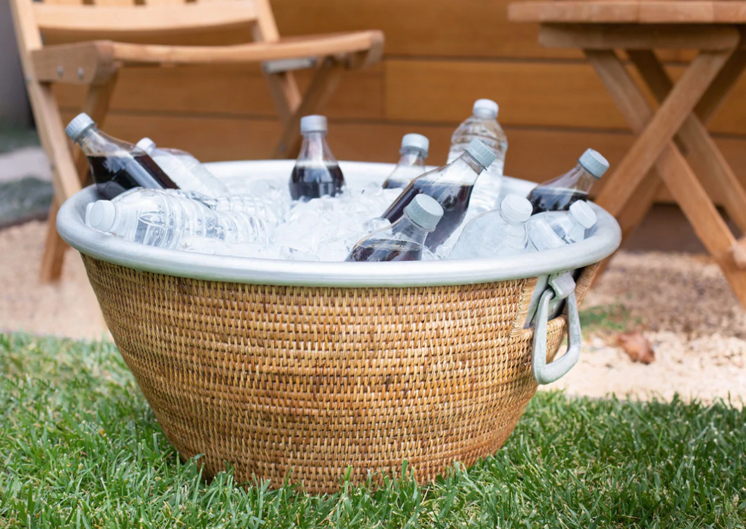 Aluminum & Rattan Ice Tub