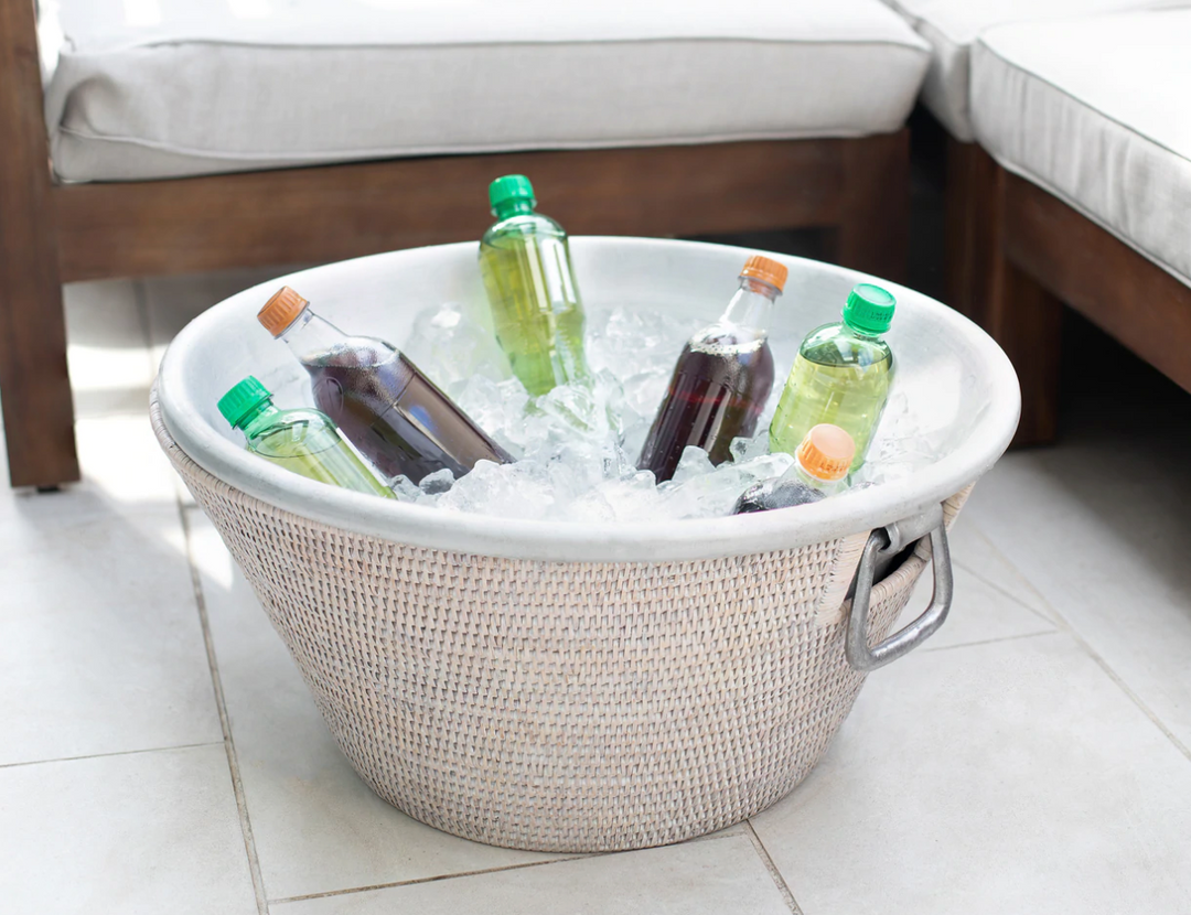 Aluminum & Rattan Ice Tub