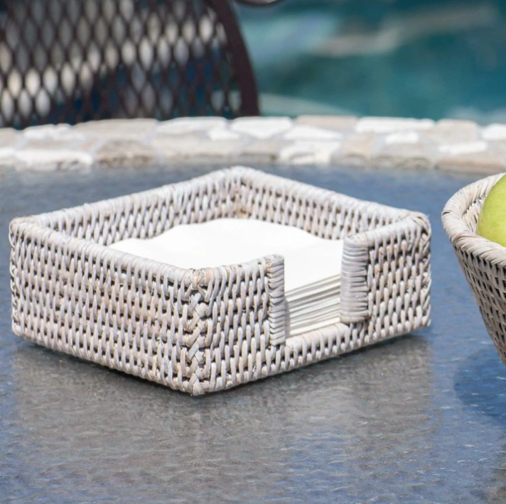 Rattan Luncheon Napkin Holder with Cutout