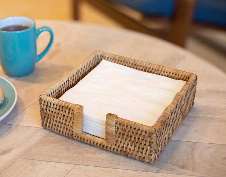 Rattan Luncheon Napkin Holder with Cutout