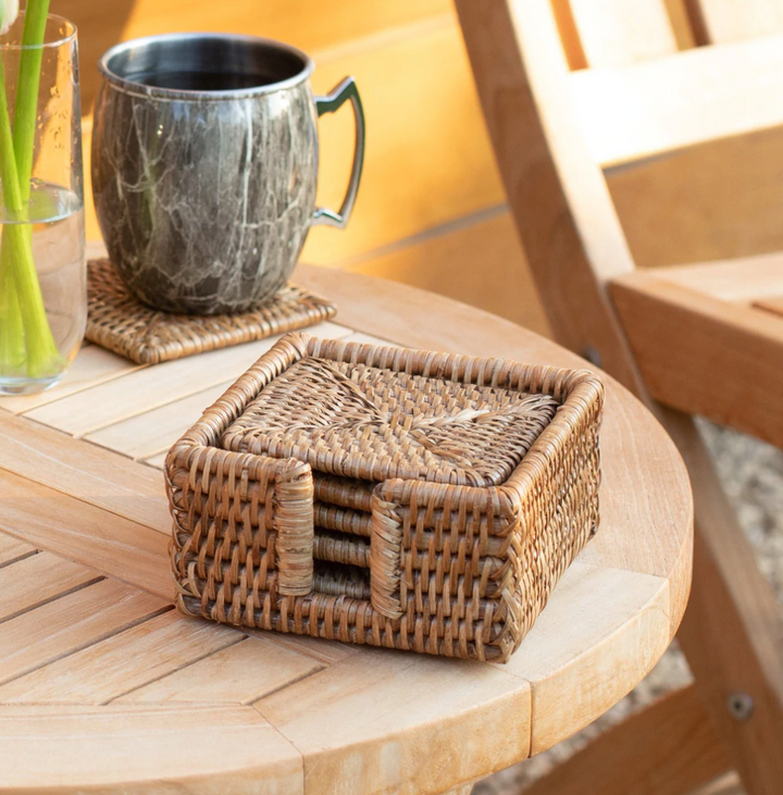 Square Rattan Coasters, 6 pieces