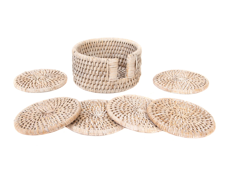 Round Rattan Coasters, 6 pieces