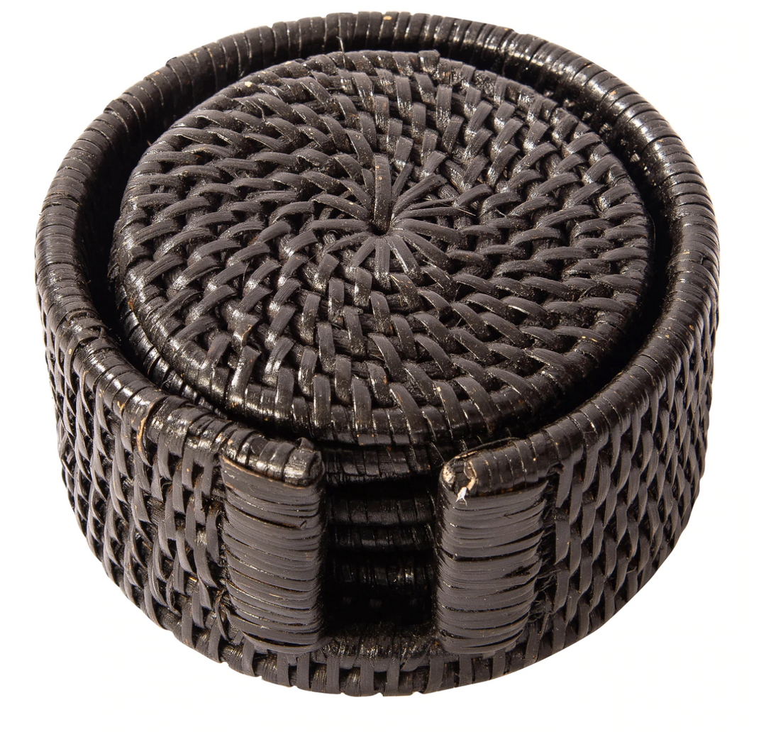 Round Rattan Coasters, 6 pieces