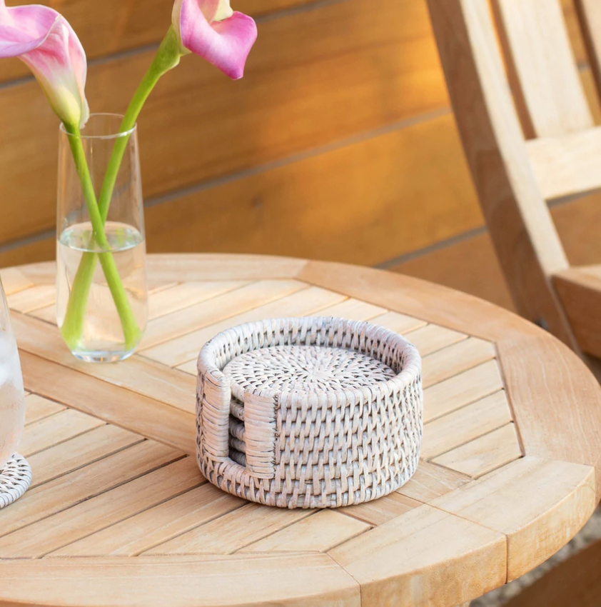 Round Rattan Coasters, 6 pieces