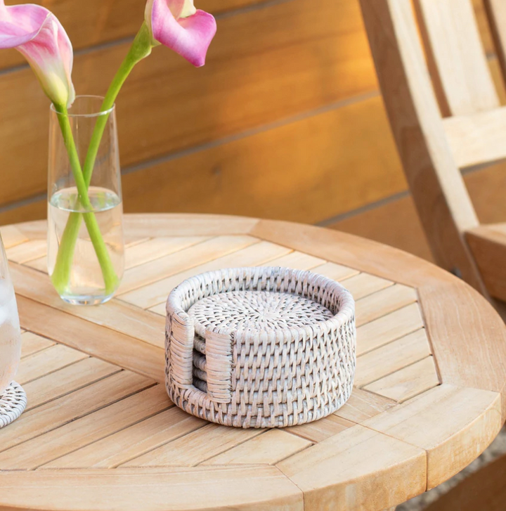 Round Rattan Coasters, 6 pieces