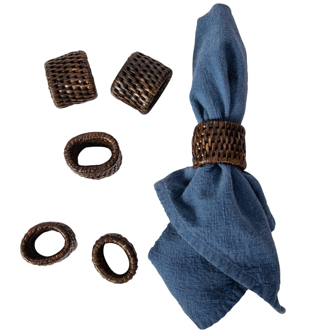 Rattan Napkin Rings, 6-Piece Set