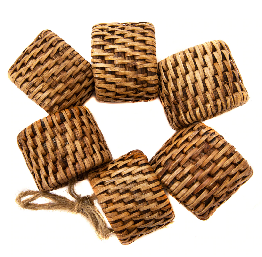 Rattan Napkin Rings, 6-Piece Set