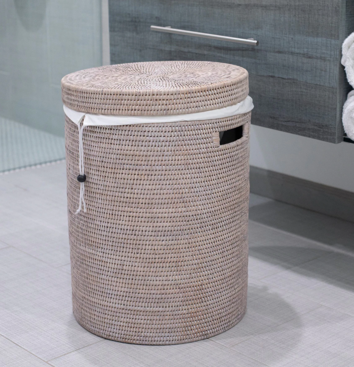 Round Rattan Hamper