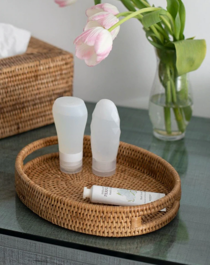 Oval Rattan Tray with Cutout Handles (3 Sizes)