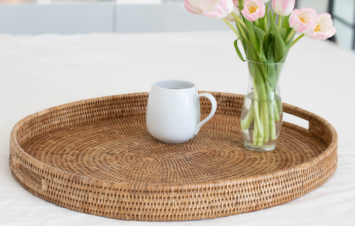 Oval Rattan Tray with Cutout Handles (3 Sizes)