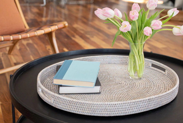 Oval Rattan Tray with Cutout Handles (3 Sizes)