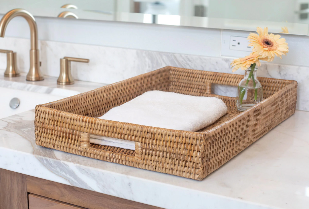 Rectangular Rattan Tray with Cutout Handles (4 Sizes)