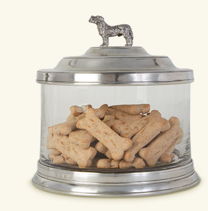 Glass Cookie Jar with Dog Finial by Match Pewter