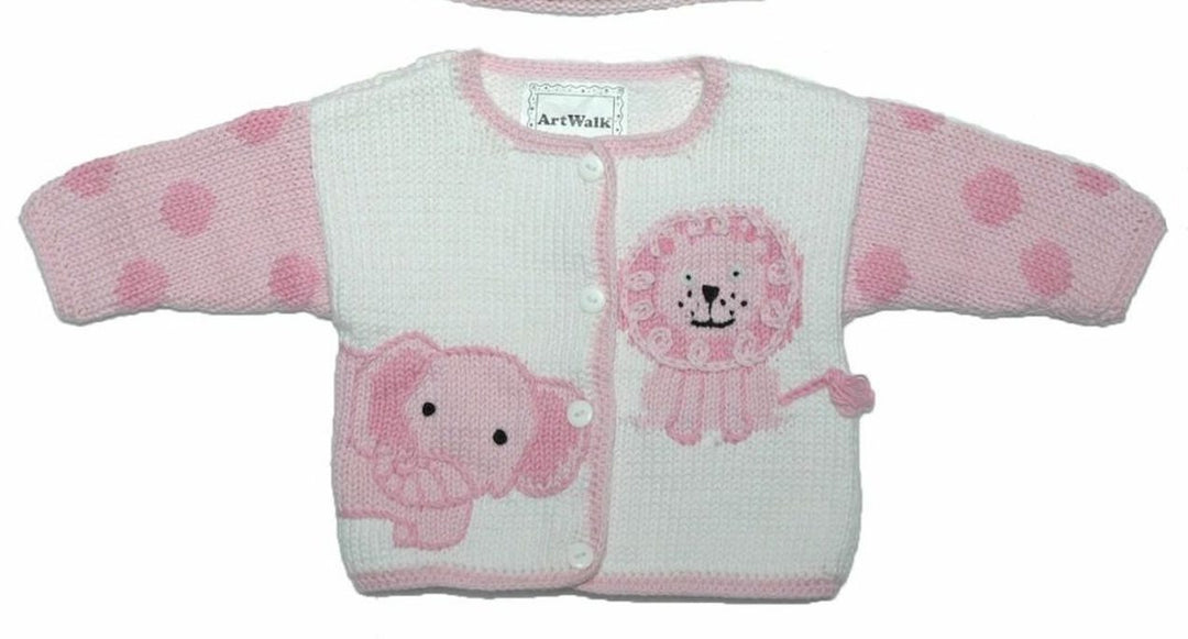 Knit Baby Sweater, Pink Jungle