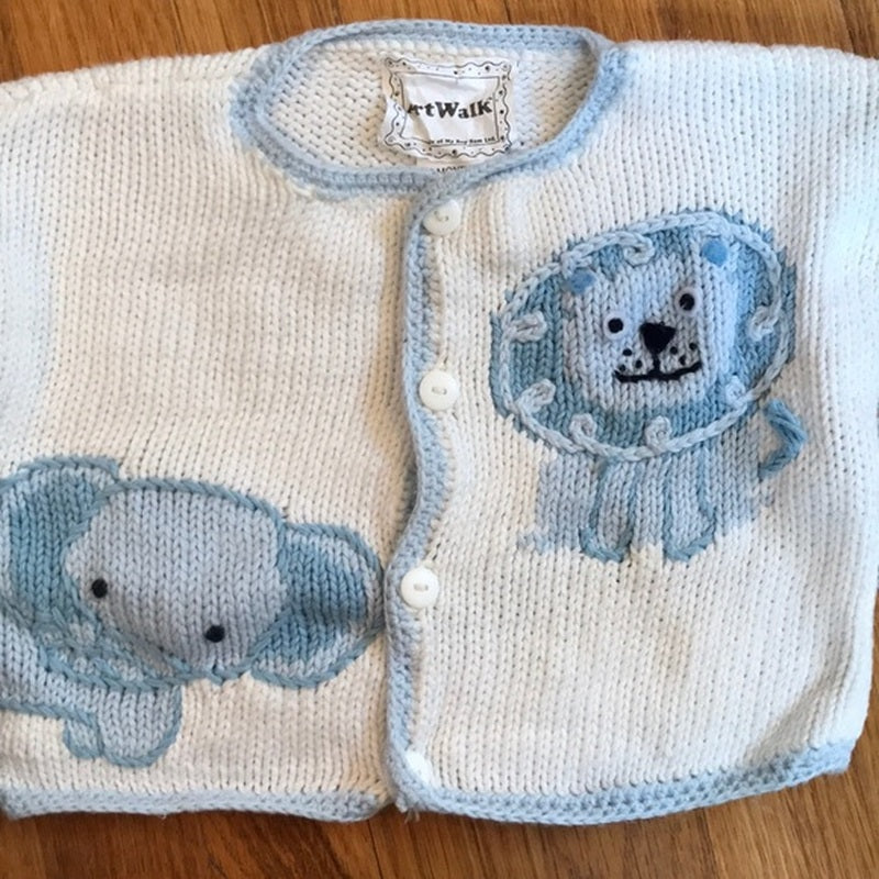 Blue Jungle Knit Baby Sweater
