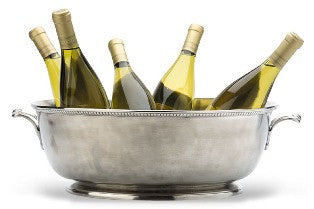 Pewter Beverage Tub- Beaded Footed Oval Basin - Thumbnail 3