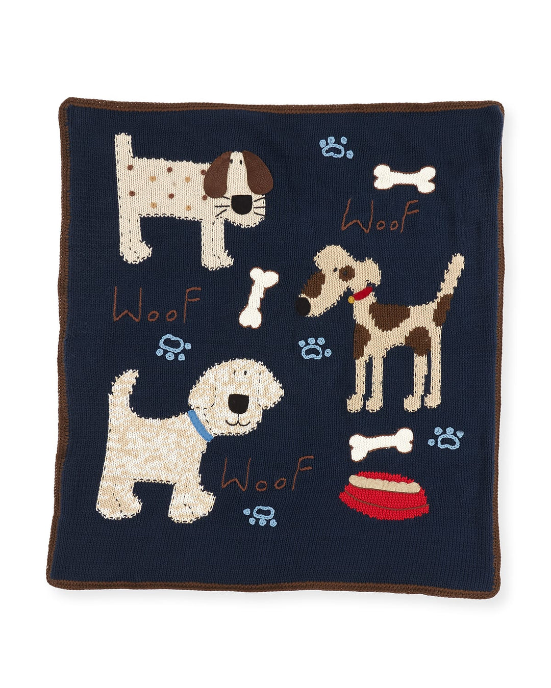 Knit Baby Blanket, Navy Woof-Woof